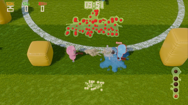 Sticky boba weighs down a rival before a bomba sticks and explodes.